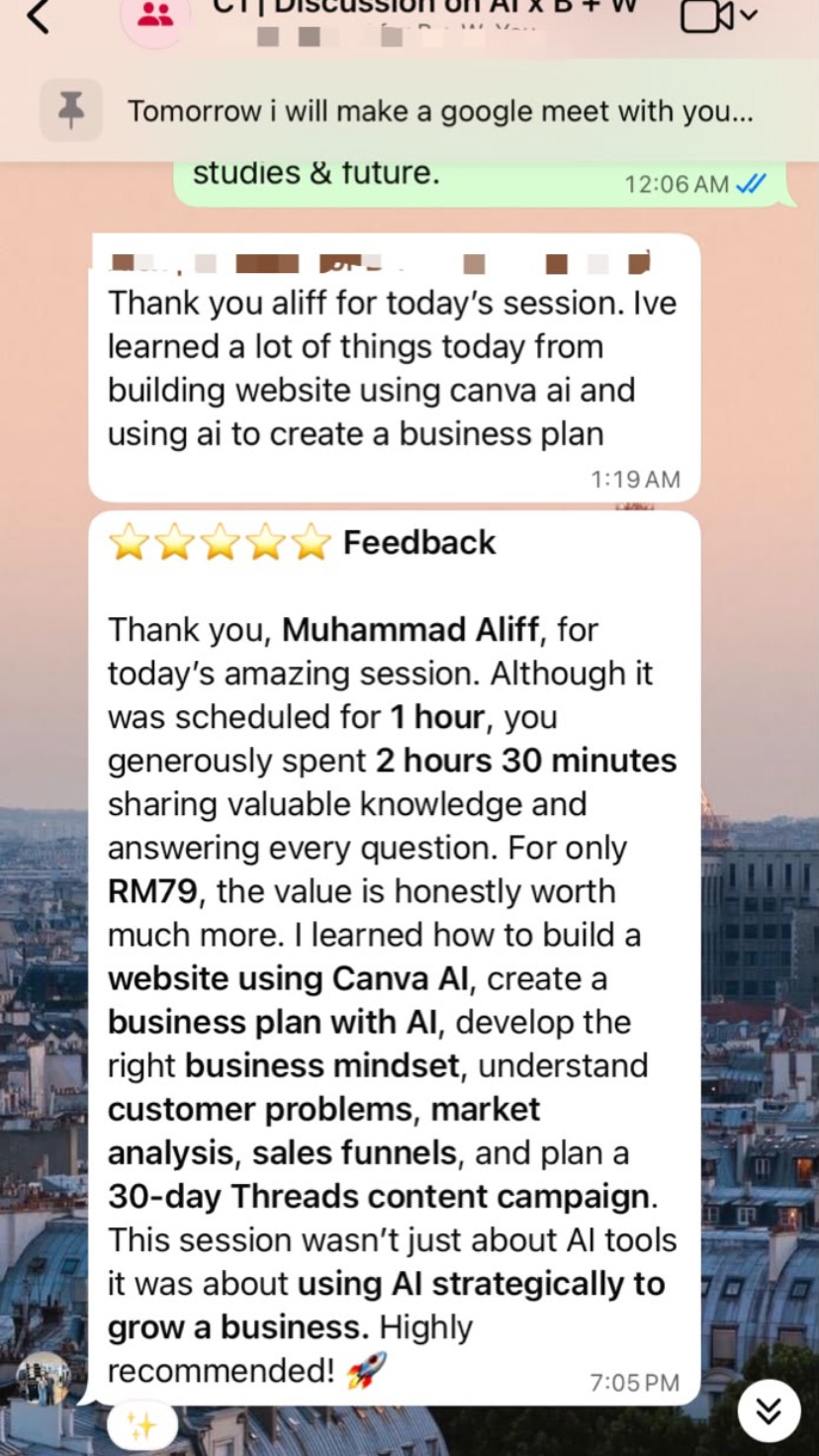 Feedback from Alex, Mechanical Engineering Student, UTHM