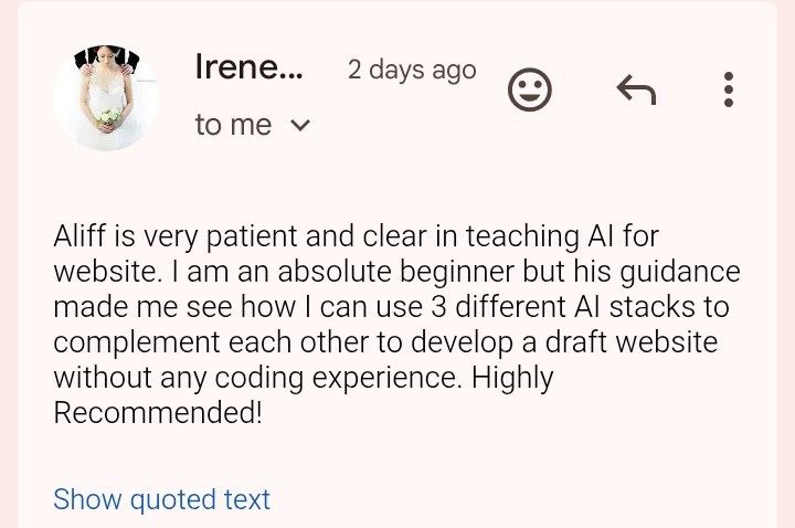 Feedback from Irene Chang, Project Manager, CIMB