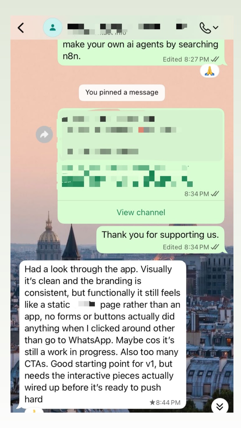 Feedback from Qeera, Product Manager