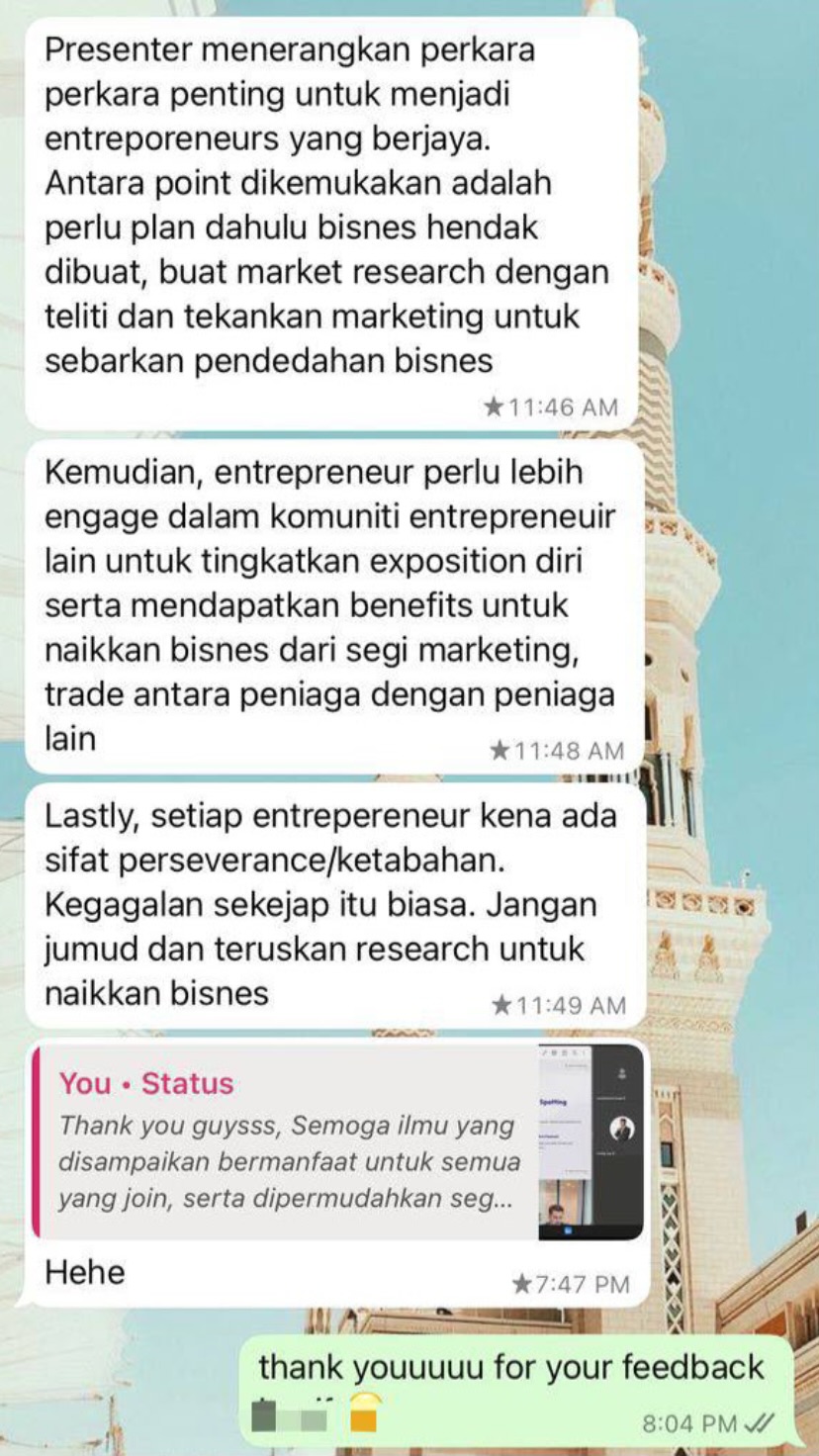 Feedback from Minhal, Civil Engineering Student, UTHM